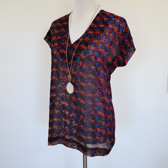 CABI Size XS Bonus Blouse Multicolor Style # 3428 Black red blue - Picture 2 of 10